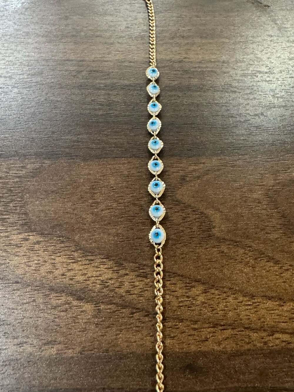 ALDO Gold Tone Blue Evil Eye Charm Link Bracelet